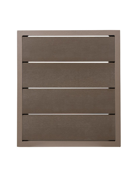 Auxiliary Outdoor Free Standing Table with Polywood Surface and Aluminum Frame Brown 44x40x45cm