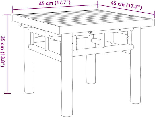 Masa Masa de lounge pentru spații exterioare mici de bambus 45x45x35buc