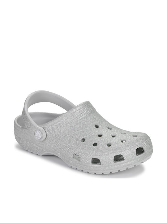 Crocs Classic Glitter Γυναικεία Σαμπό Ασημί