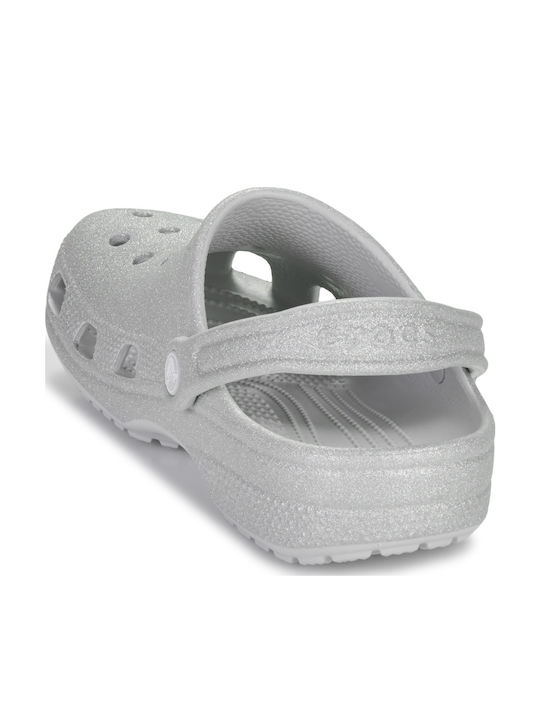 Crocs Classic Glitter Γυναικεία Σαμπό Ασημί
