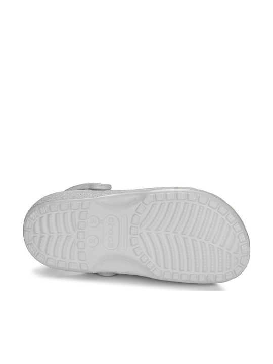 Crocs Classic Glitter Γυναικεία Σαμπό Ασημί