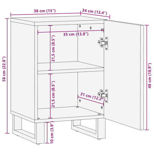 vidaXL Bathroom Cabinet L38xW34xH58cm Beige