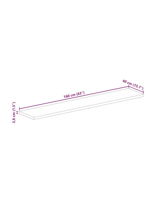 vidaXL Правоъгълена Повърхност на масата Масивно дърво Mango 160x40x3.8см 371519 1бр