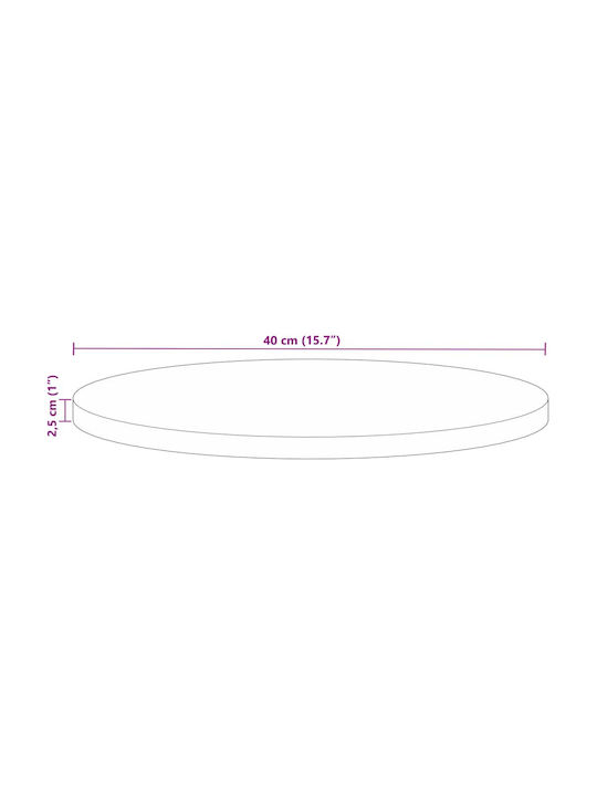 vidaXL Кръгла Повърхност на масата Масивно дърво Кафяв 40x40x2.5см 370018 1бр