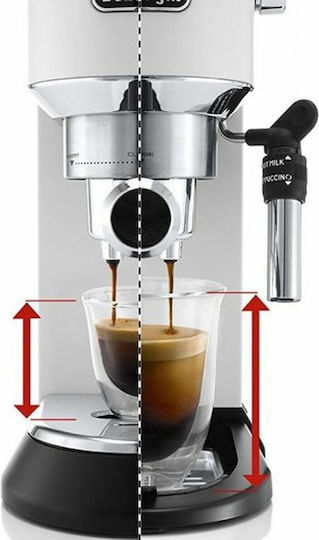 De'Longhi Dedica Pump Μηχανή Espresso 1300W Πίεσης 15bar Λευκή