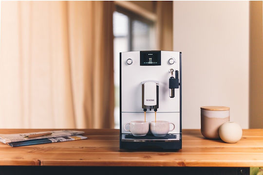 Nivona NICR 560 Αυτόματη Μηχανή Espresso 1455W Πίεσης 15bar με Μύλο Άλεσης Ασημί