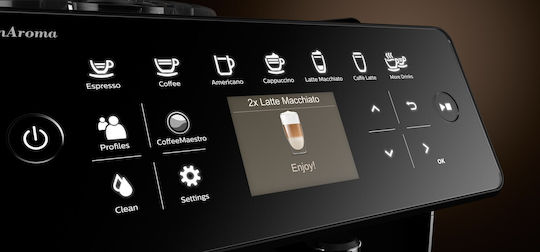 Saeco GranAroma Automatic Espresso Coffee Machine 1500W Pressure 15bar for Cappuccino with Grinder Black SM6480/00