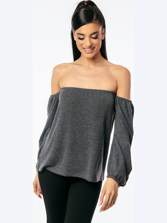Women's Blouse Strapless Gray