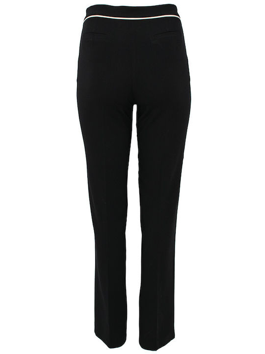 Forel Women's Fabric Trousers Flare in Slim Fit Striped Black