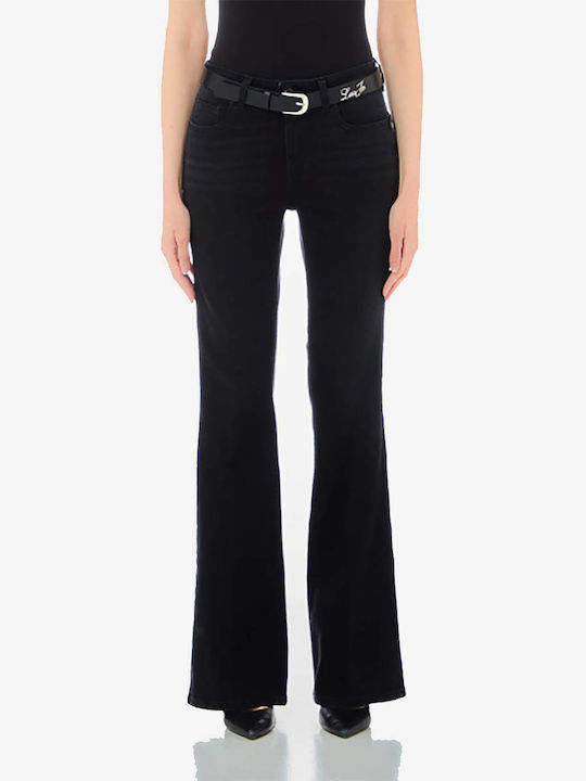 Liu Jo High Waist Women's Jean Trousers Flared in Slim Fit Denim Black