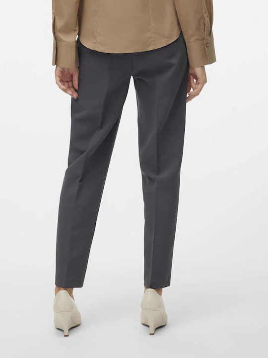 Damen Hoch tailliert Stoff Hose in Tapered Schnitt Gray Pinstripe