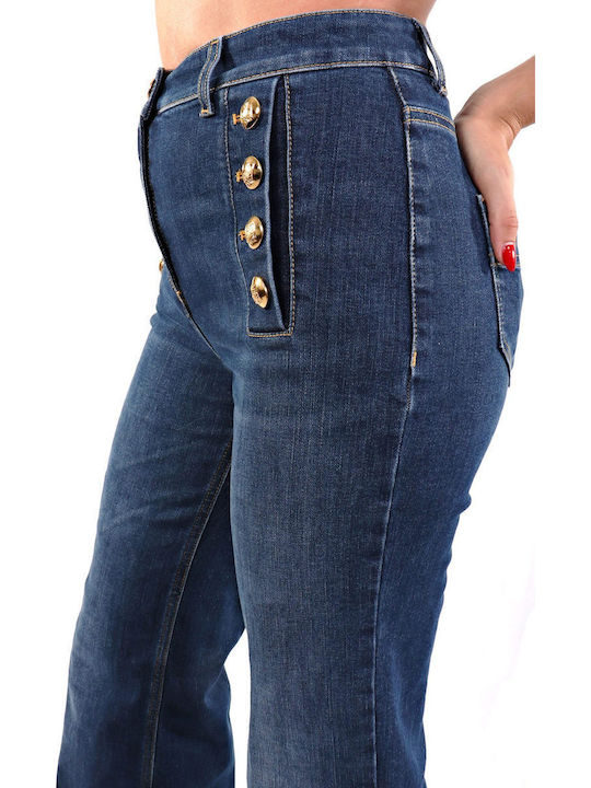 High Waist Women's Jean Trousers Flared Blue