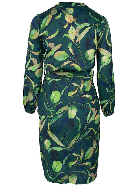 Forel Midi Dress Satin Wrap Green