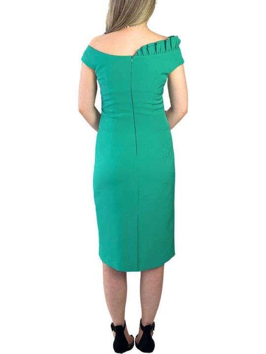 Summer Midi Dress for Wedding - Christening Green