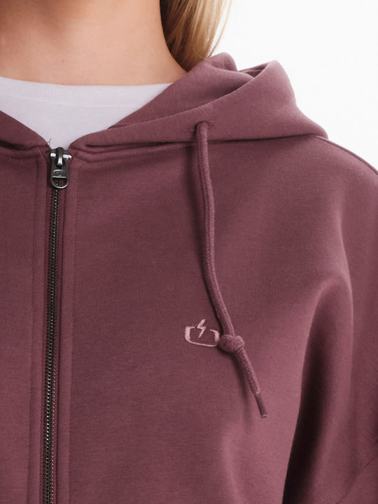 Long Women's Sweatshirt Jacket Hooded Purple