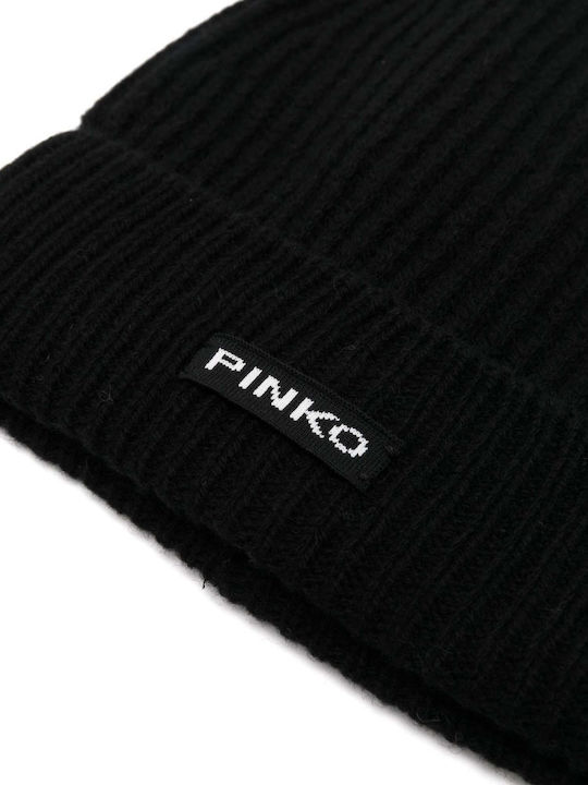 Pinko Beanie Beanie with Rib Knit in Black color