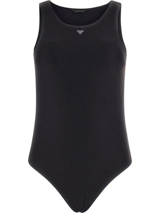 Sleeveless Bodysuit Slim Fit Black