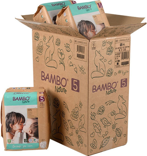 Bambo Nature Πάνες με Αυτοκόλλητο Eco Friendly No. 5 για 12-18kg 22τμχ