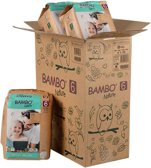Bambo Nature Πάνες με Αυτοκόλλητο Eco Friendly No. 6 για 16+kg 20τμχ