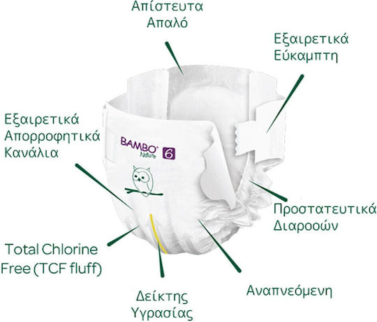 Bambo Nature Πάνες με Αυτοκόλλητο Eco Friendly No. 6 για 16+kg 20τμχ