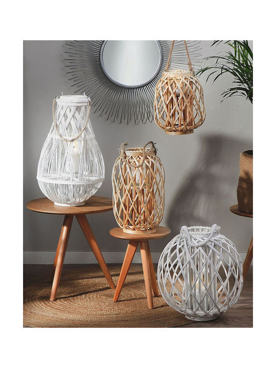 Beliani Wooden Lantern White 34cm