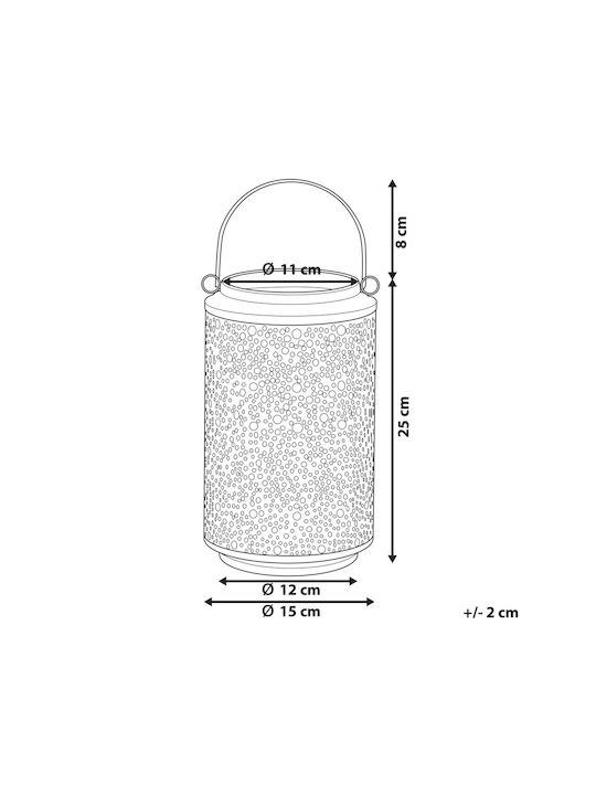 Beliani Metallische Laterne Grau 15cm