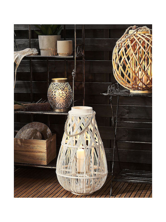 Beliani Wooden Lantern White 34cm