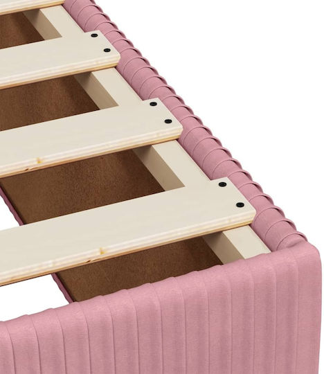 Pink Velvet Bed Frame 140x200 cm