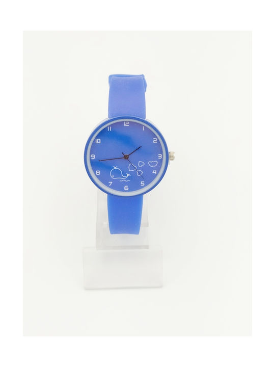 Kids Analog Watch Φάλαινα Και Καρδούλες with Rubber/Plastic Strap Blue