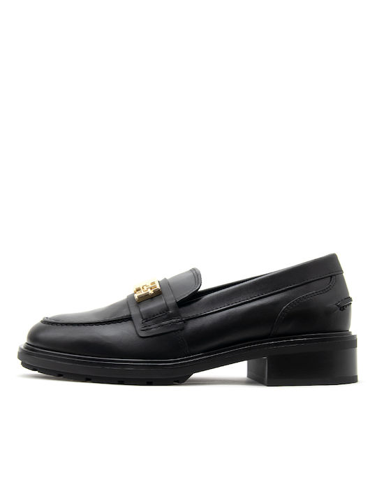 Tommy Hilfiger Leather Women's Loafers in Black Color