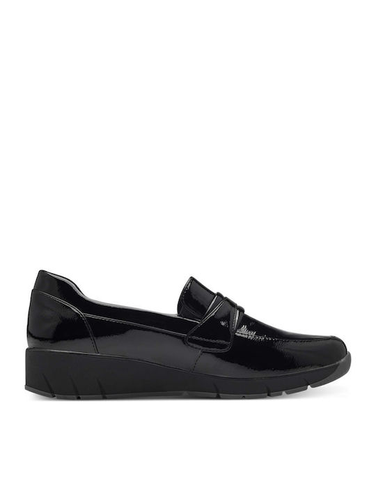 Patent Leather Women's Moccasins in Black Color