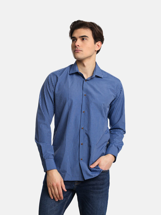 Paco & Co Men's Shirt Long Sleeve Cotton Checked navy