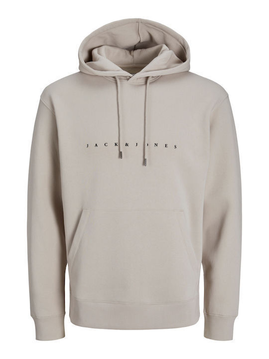 Jack & Jones Men's Sweatshirt with Hood and Pockets Moonbeam