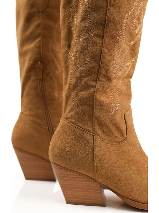 Leder Damenstiefel Cowboy Tabac Braun