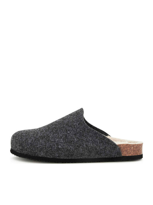 Luise Anatomical Women's Slippers with Fur Gray