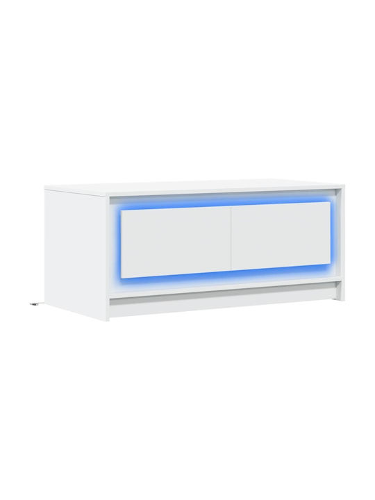 Rectangular Central Wooden Coffee Table with Drawers White M100xW50xH43.5cm
