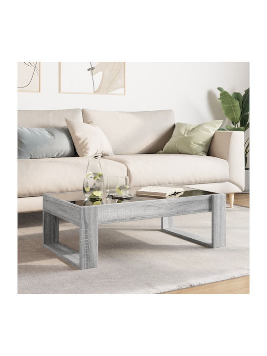 Rectangular Coffee Table Glass with LED Grey Sonoma L90xW53xH30cm.