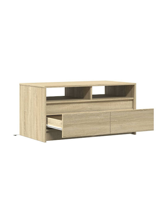 Rectangular Central Wooden Coffee Table with Drawers Sonoma Oak M90xW50xH45.5cm