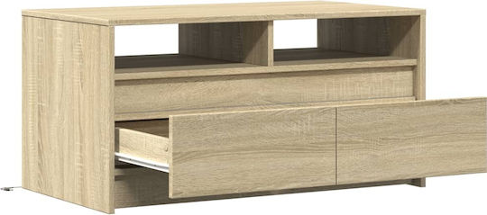 Rectangular Central Wooden Coffee Table with Drawers Sonoma Oak M90xW50xH45.5cm