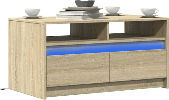 Rectangular Central Wooden Coffee Table with Drawers Sonoma Oak M90xW50xH45.5cm
