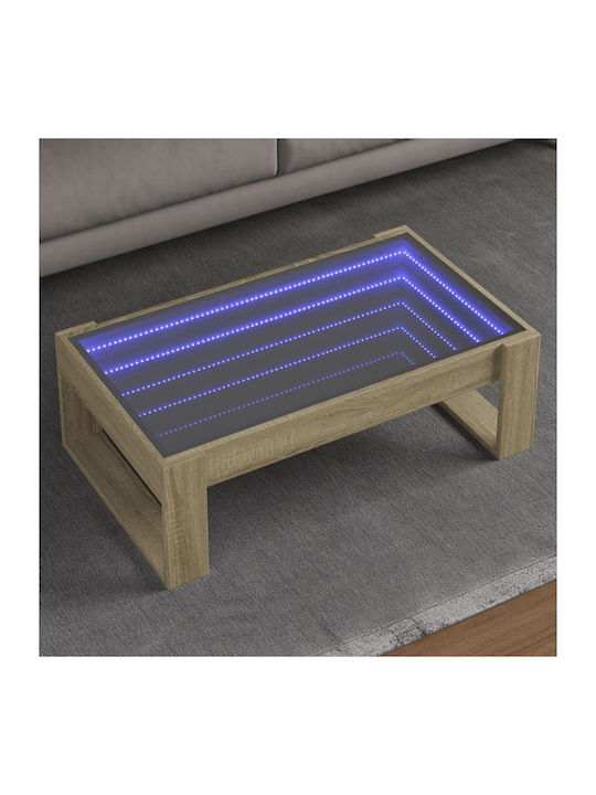 Rectangular Central Glass Coffee Table Sonoma Oak M90xW53xH30cm