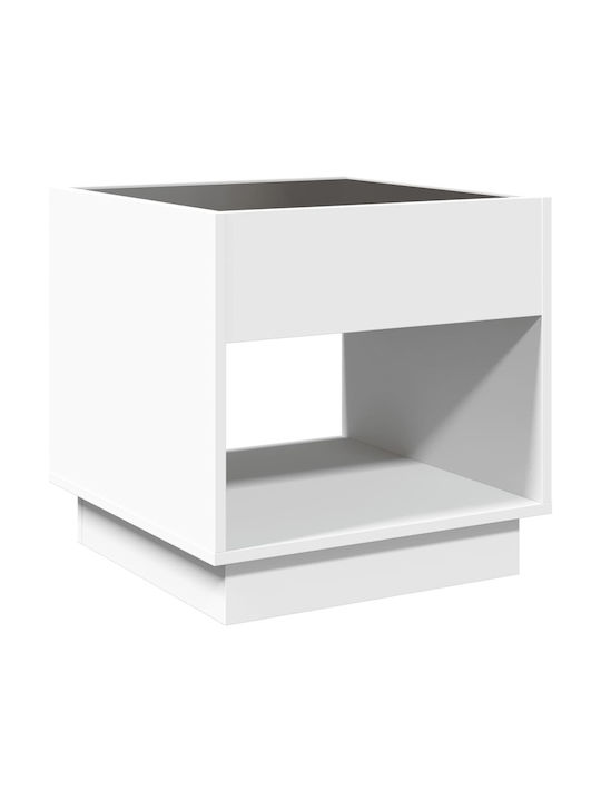 Square Side Table Glass White M50xD50xH50cm