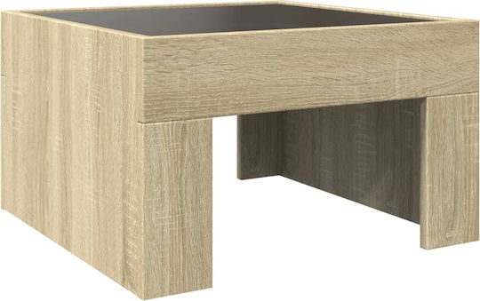 Square Glass Side Table Sonoma Oak 50x50x30 cm