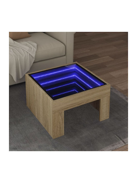 Square Glass Side Table Sonoma Oak 50x50x30 cm