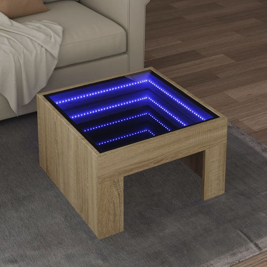 Square Glass Side Table Sonoma Oak 50x50x30 cm