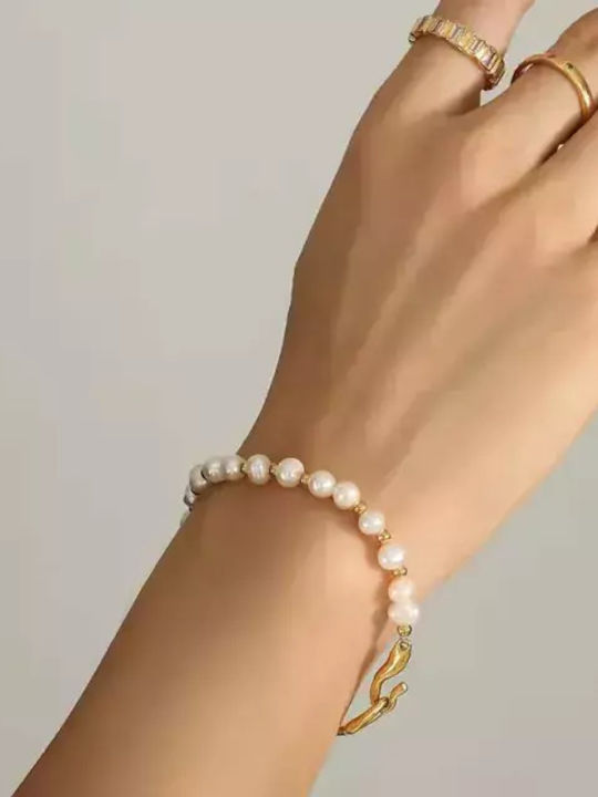 Bode Women's Bracelet Chain made of Steel Gold Plated with Pearls