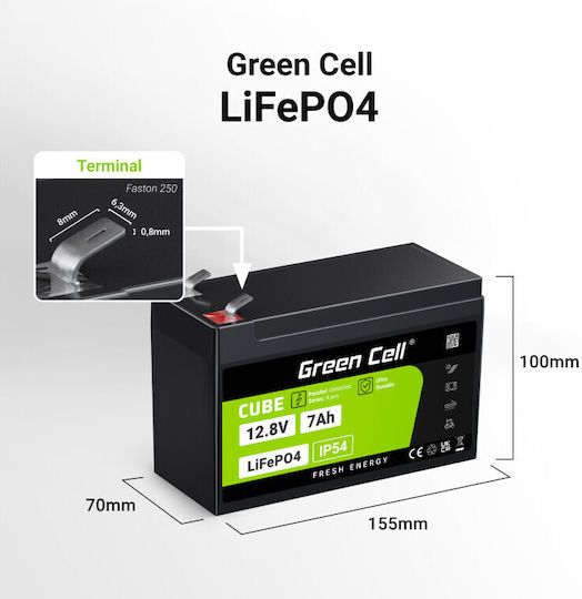 Green Cell UPS Battery with Capacity 7Ah and Voltage 12.8V 1pcs