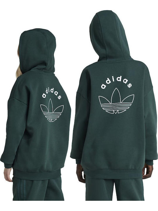 Fleece Παιδικό Φούτερ με Κουκούλα και Τσέπες Πράσινο Graphic
