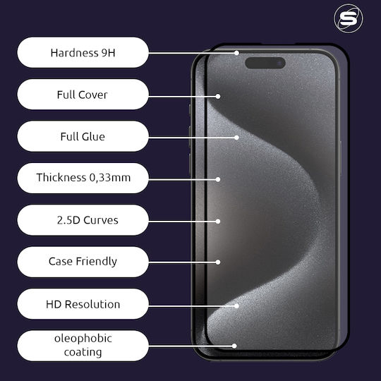 Hardy Glass Sonique Premium Series HD Full Cover 9H Xiaomi Redmi 13 4G Poco M6 4G Black