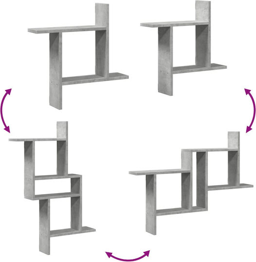 Grey Wall Shelves 2 Pieces 50x12x50 cm